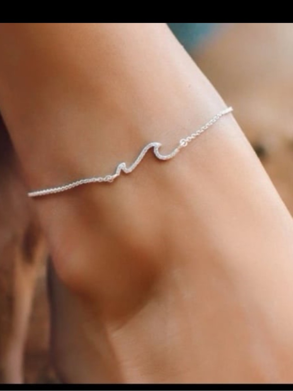PURA VIDA Anklet Sterling Silver Wave NEW Cubic Zirconia LAST ONE! - Picture 2 of 3